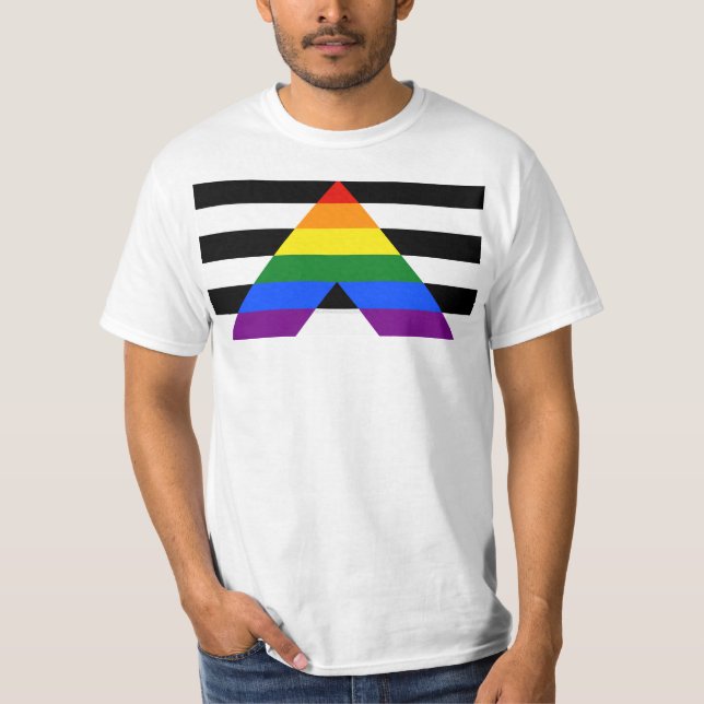 Camiseta Los regalos gay de la bandera de aliado directo de (Anverso)