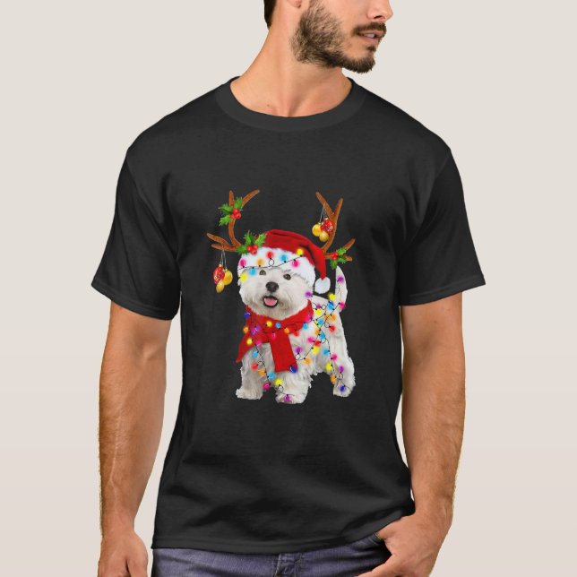 Camiseta Los renos de Bichon Frise Dog Santa Navidades son  (Anverso)