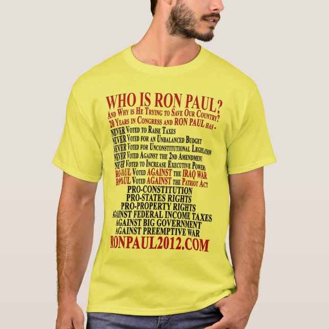 CAMISETA LOS RESULTADOS DE VOTACIÓN 2012 DE RON PAUL (Anverso)