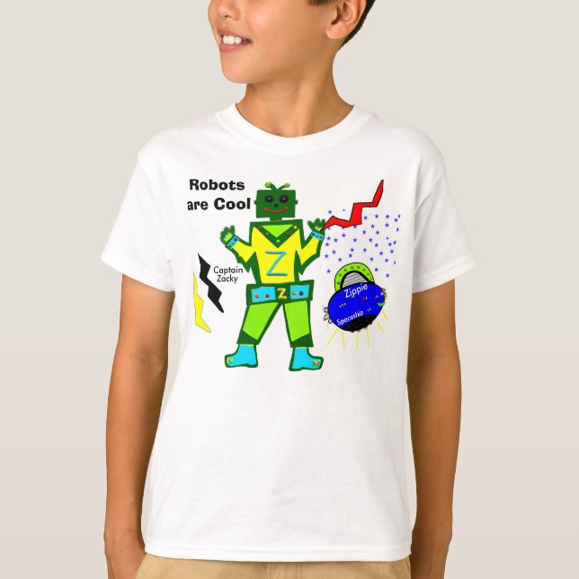 Camiseta Los robots son el capitán de Guay Zacky Green Boy  (Anverso)