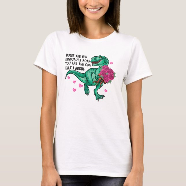 Camiseta Los rosas son El día de San Valentín de Dinosaurio (Anverso)