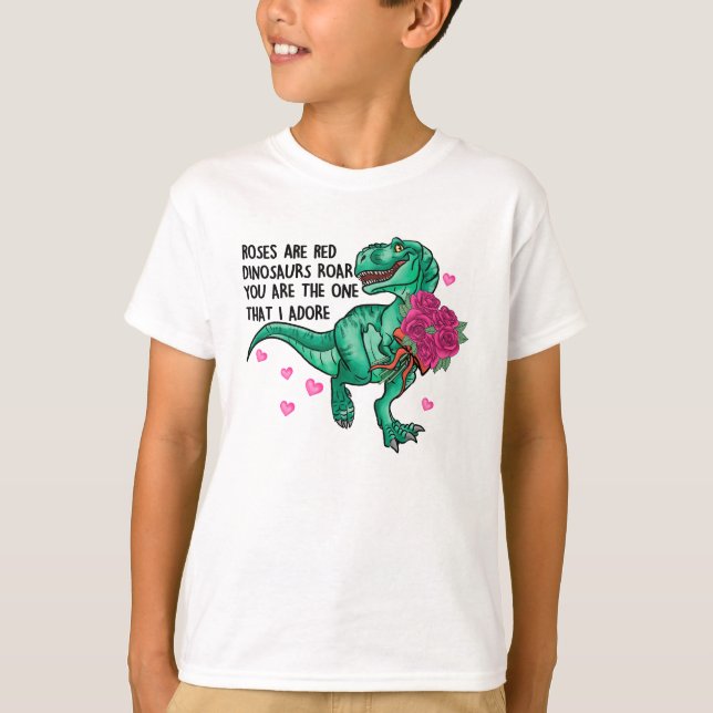 Camiseta Los rosas son El día de San Valentín de Dinosaurio (Anverso)