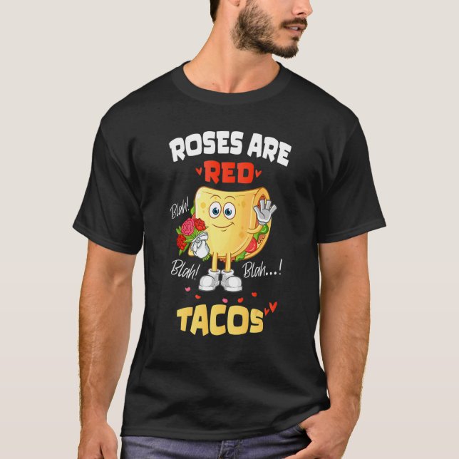 Camiseta Los rosas son tacos de negro rojo (Anverso)