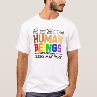Camiseta Los seres humanos 100% de los colores orgánicos pu