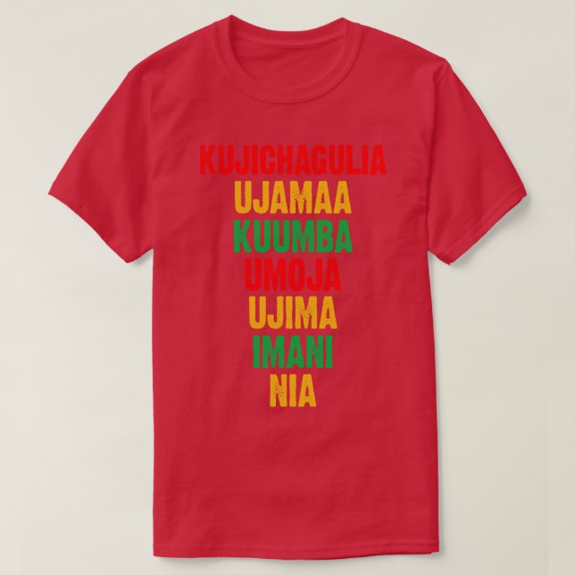 Camiseta Los siete principios de Kwanzaa (Diseño del anverso)