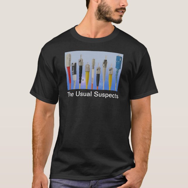 Camiseta Los sospechosos usuales (fibra óptica) (Anverso)