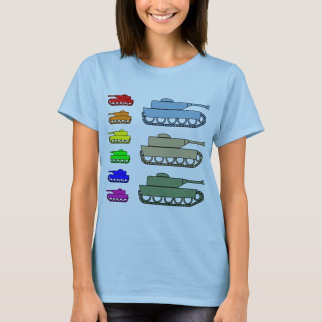 Camiseta Los tanques de ejército de neón - arte pop (Anverso)