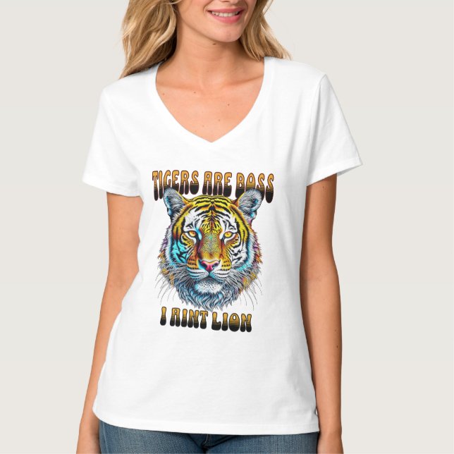 Camiseta Los tigres son jefes | No soy un león (Anverso)