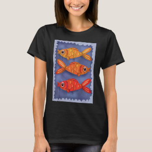 Camiseta los tres peces dorados en un agua astuta