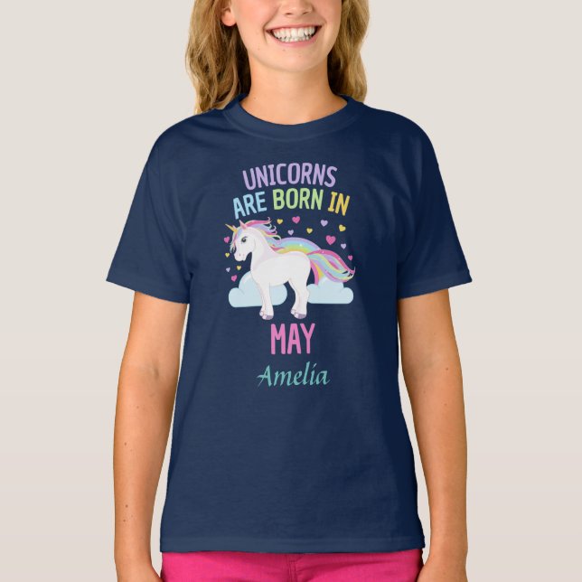 Camiseta Los unicornios son en mayo nombre personalizado (Anverso)