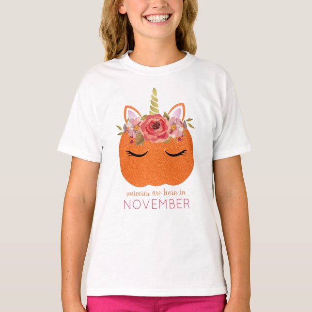 Camiseta Los unicornios son en noviembre calabaza nacida (Anverso)