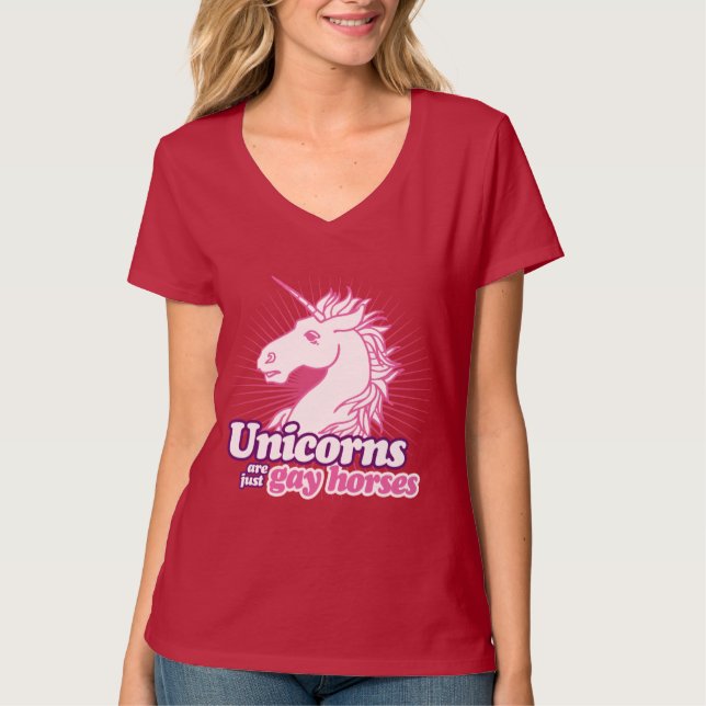 CAMISETA LOS UNICORNS SON SÓLO CABALLOS GAY (Anverso)