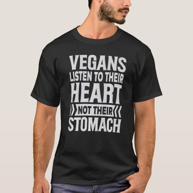 Camiseta Los Veganos Escuchan Su Corazón, No Su Estómago (Anverso)