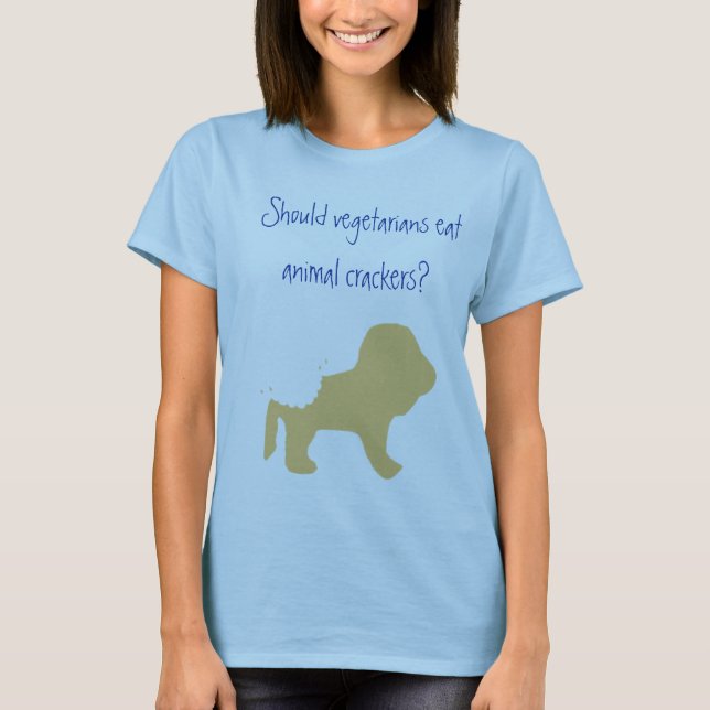 Camiseta ¿Los vegetarianos comen las galletas animales? (Anverso)