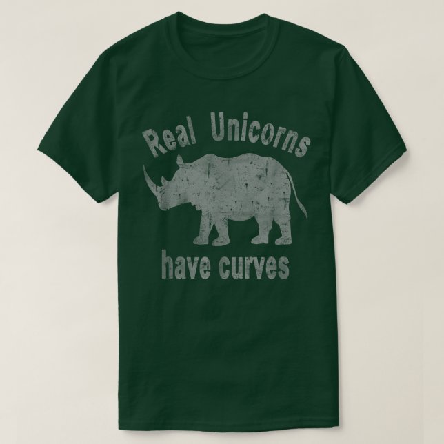 Camiseta Los Verdaderos Unicornios Tienen Curvas De Tee Grá (Diseño del anverso)