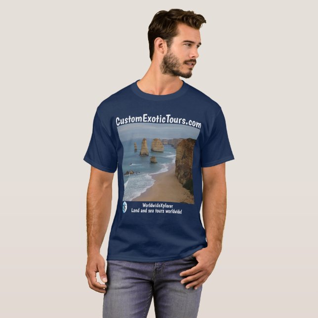 Camiseta Los viajes exóticos de encargo aterrizan apóstoles (Anverso completo)