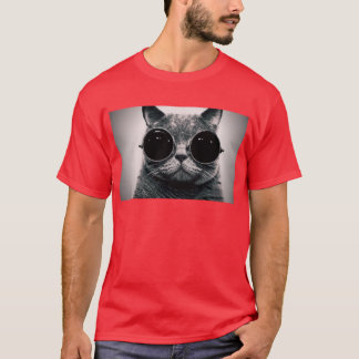 Camiseta los vidrios del steampunk refrescan el gato