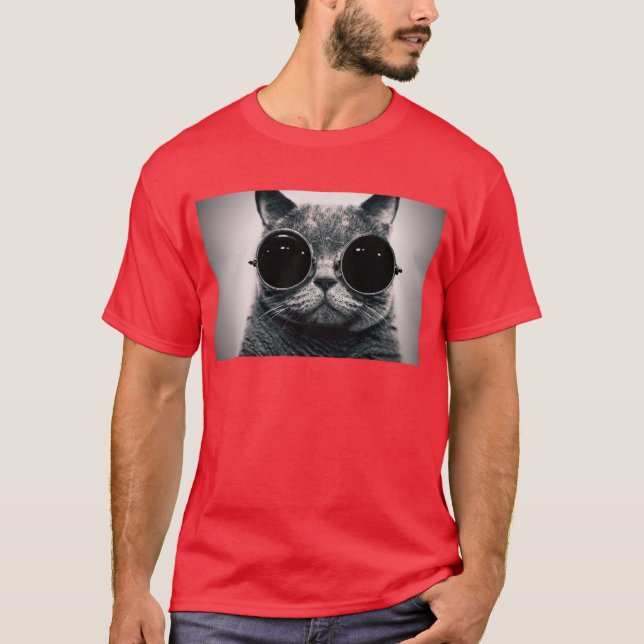 Camiseta los vidrios del steampunk refrescan el gato (Anverso)