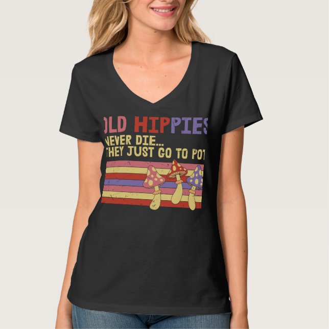 Camiseta Los viejos y divertidos hippies nunca se rinden (Anverso)