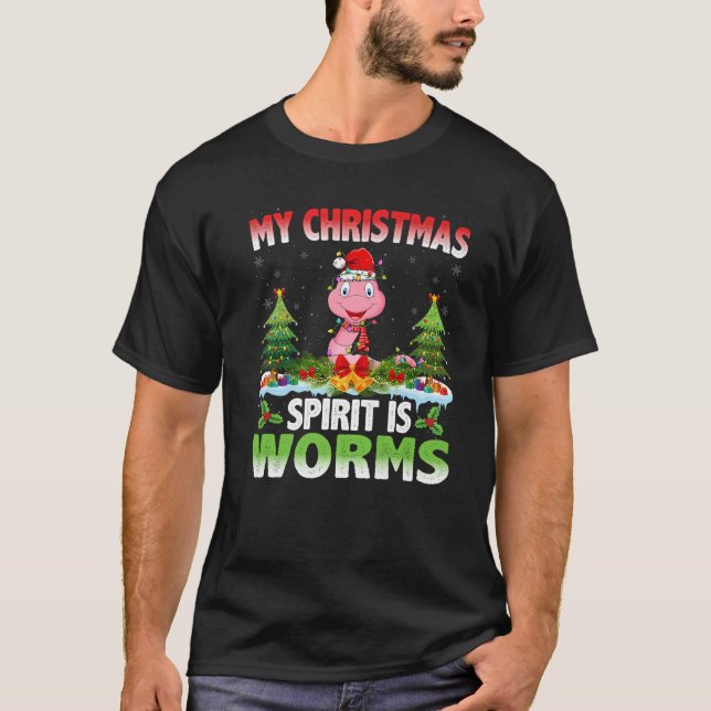 Camiseta Los Worms Usan Sombrero De Papá Noel Mi Espíritu D (Anverso)