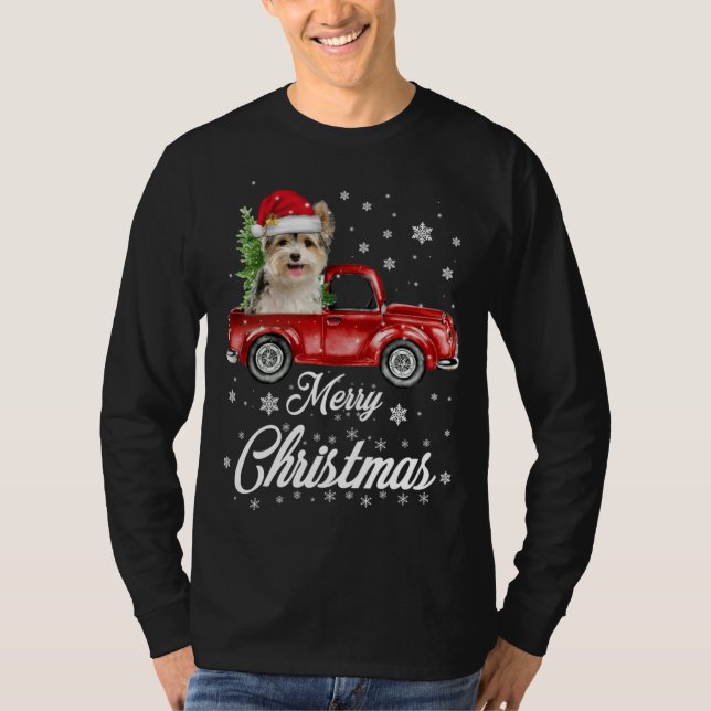 Camiseta Los yorquíes viajan en camiones Navidades Pajama (Anverso)