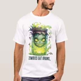 Camiseta Los zombies comen cerebros. Fantasma Halloween Jar