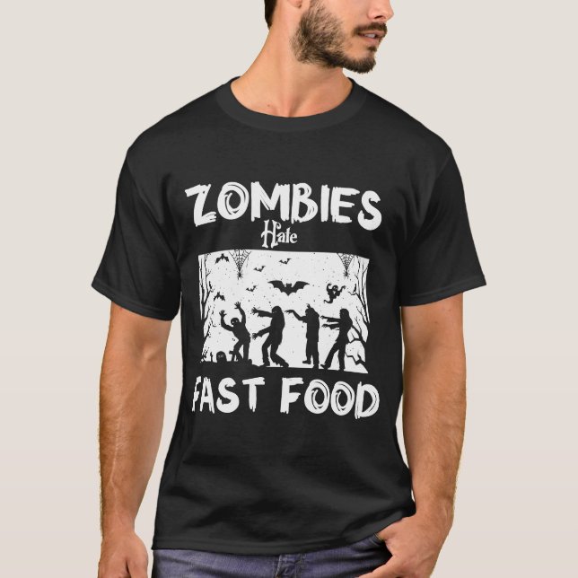Camiseta Los zombies odian comida rápida Halloween Fan Dive (Anverso)