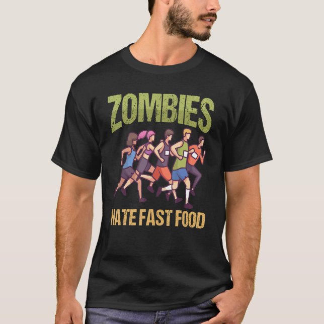 Camiseta Los zombies odian correr maratones de comida rápid (Anverso)