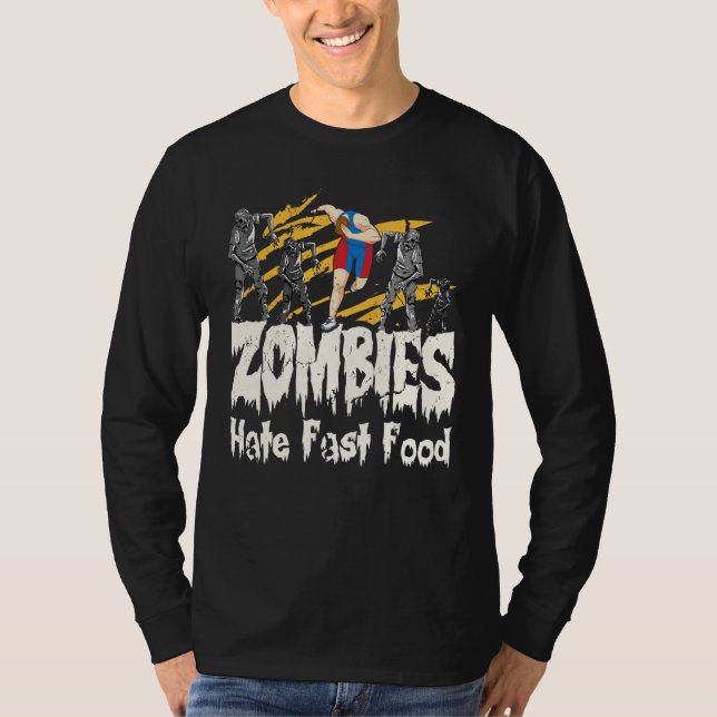 Camiseta Los zombies odian la comida rápida en Halloween co (Anverso)