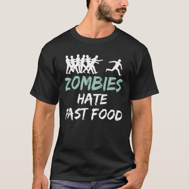 Camiseta Los zombies odian la comida rápida Halloween (Anverso)