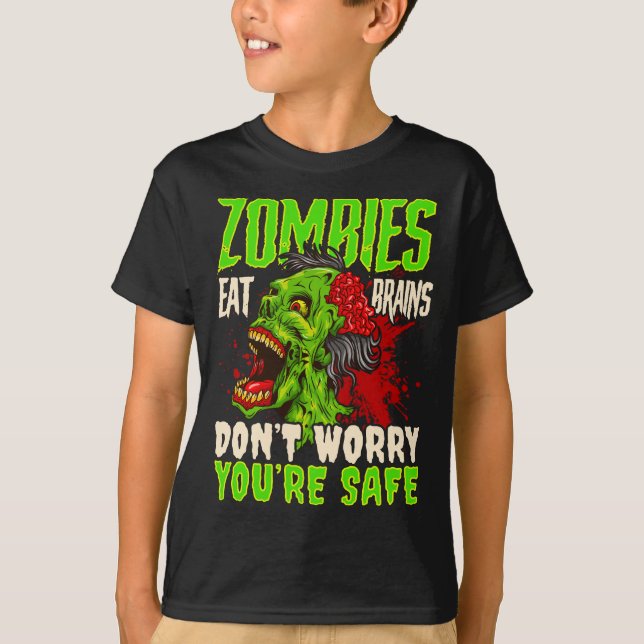 Camiseta Los zombis de Halloween comen cerebros no se (Anverso)