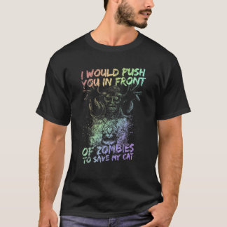Camiseta Los zombis de Halloween empujan a salvar mi gato p