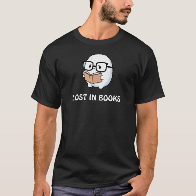 Camiseta Lost in Books – Cute Fluffy Character (Anverso)