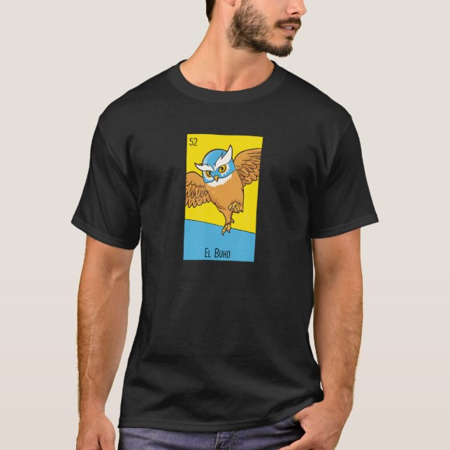 Camiseta Lotería de Luchador Owl Mexicano El Buho Lottery (Anverso)