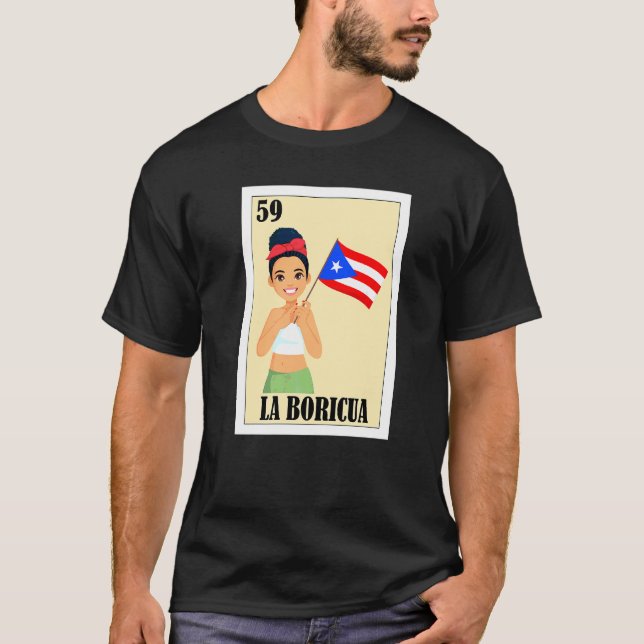 Camiseta Lotería de Puerto Rico Bingo Mexicano La Boricua (Anverso)