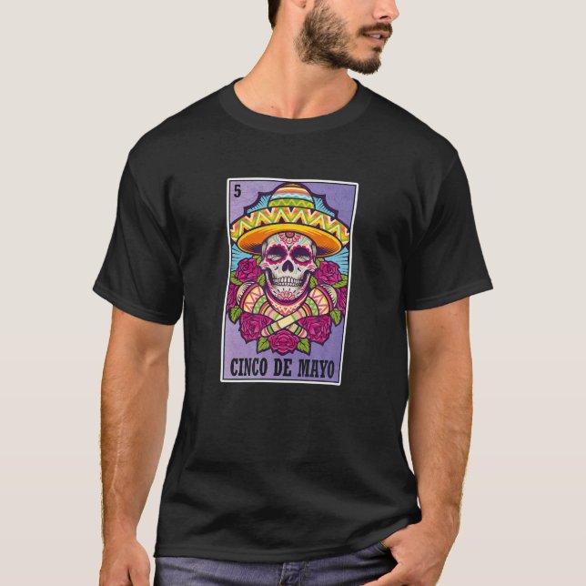 Camiseta Lotería mexicana Cinco De Mayo, cráneo de azúcar (Anverso)