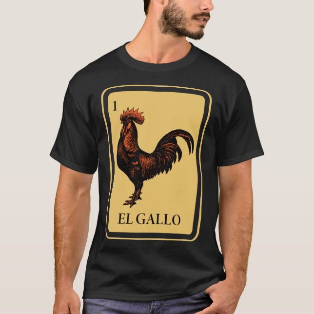 Camiseta Lotería mexicana El Gallo Bingo tradicional (Anverso)
