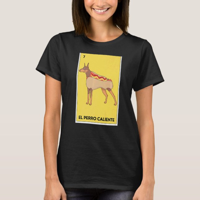Camiseta Lotería mexicana El Perro Caliente Bingo Juego (Anverso)