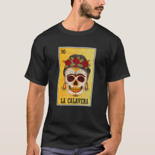 Camiseta Lotería mexicana La Calavera, cráneo Chica azucare