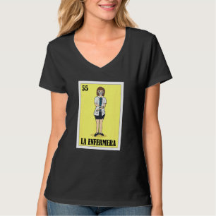Camiseta Lotería mexicana La Enfermera Tarjeta de Bingo de 