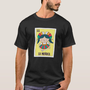 Camiseta Lotería mexicana La Muñeca, tarjeta de bingo mex