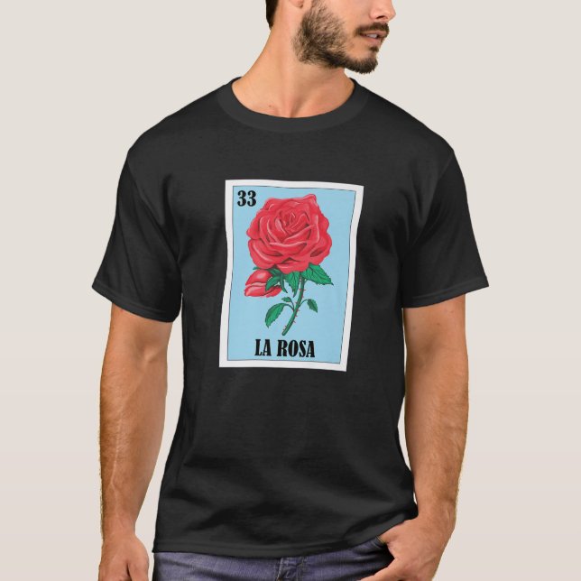 Camiseta Lotería mexicana La Rosa, juego de cartas de bingo (Anverso)