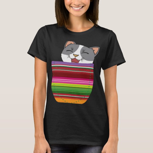 Camiseta Lotería mexicana Pinata Blanket Pocket Cat Kitten (Anverso)