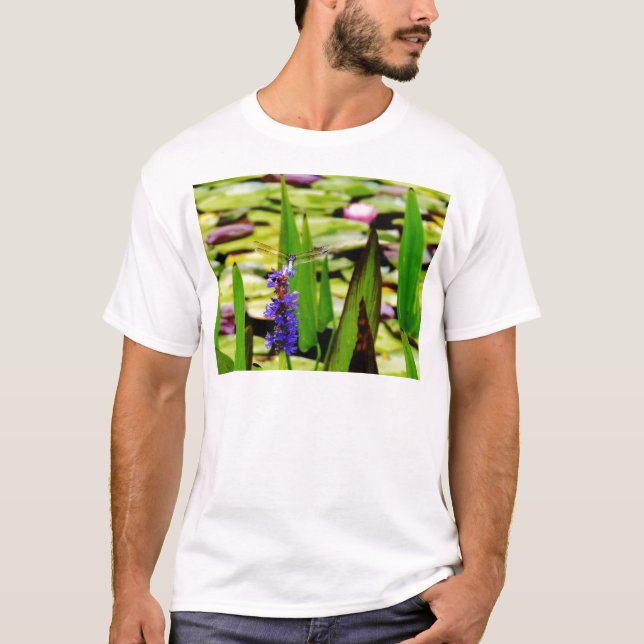 Camiseta Loto de la libélula y flor púrpura (Anverso)