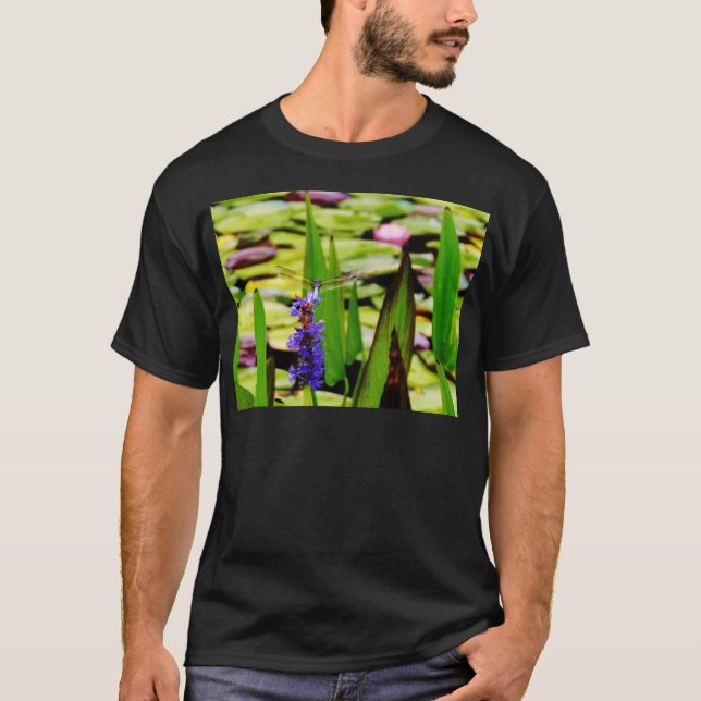 Camiseta Loto de la libélula y flor púrpura (Anverso)