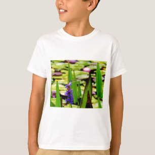 Camiseta Loto de la libélula y flor púrpura