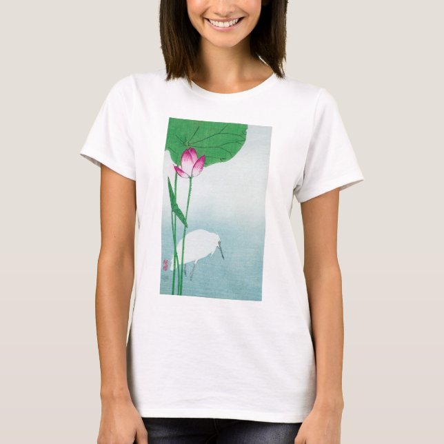 Camiseta Loto y garza blanca, Koson, Ukiyo-e (Anverso)