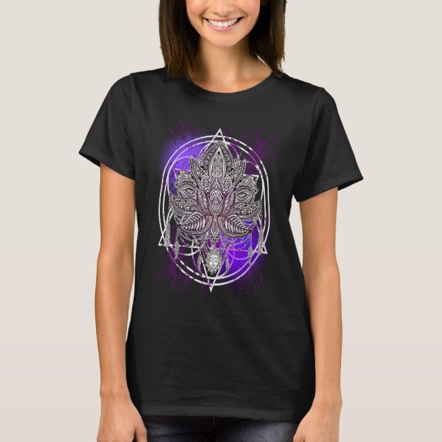 Camiseta Lotus Crystals Zen Flower Of Life Hippie Sacred Ge (Anverso)