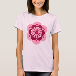 Camiseta Lotus Flower Mandala, rosa Fuchsia y Borgoña