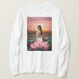 Camiseta Lotus Radiance: Un ballet floreciente de rosa y va